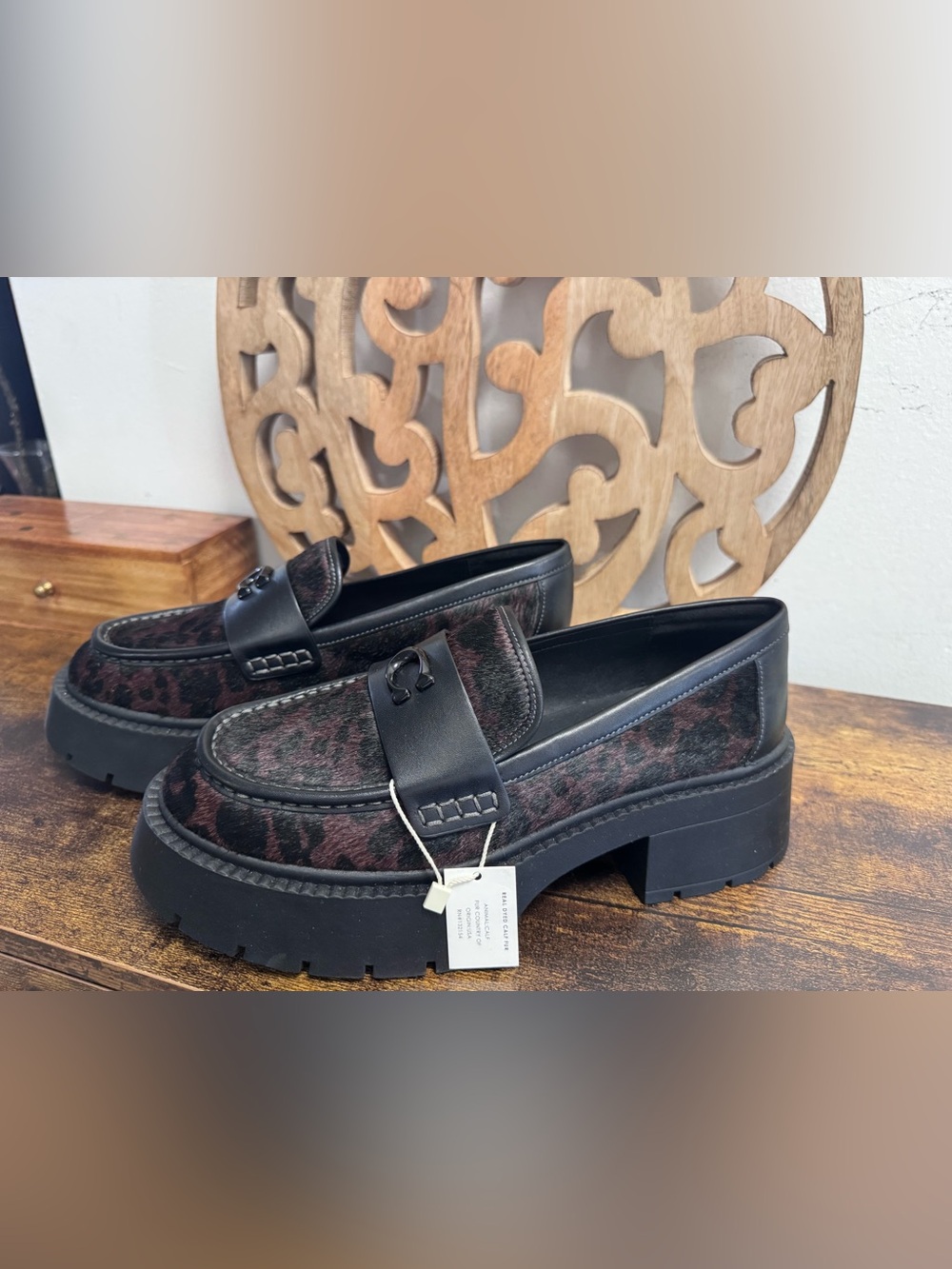 Coach Leah Platform Leopard Print Loafers Size 7.5